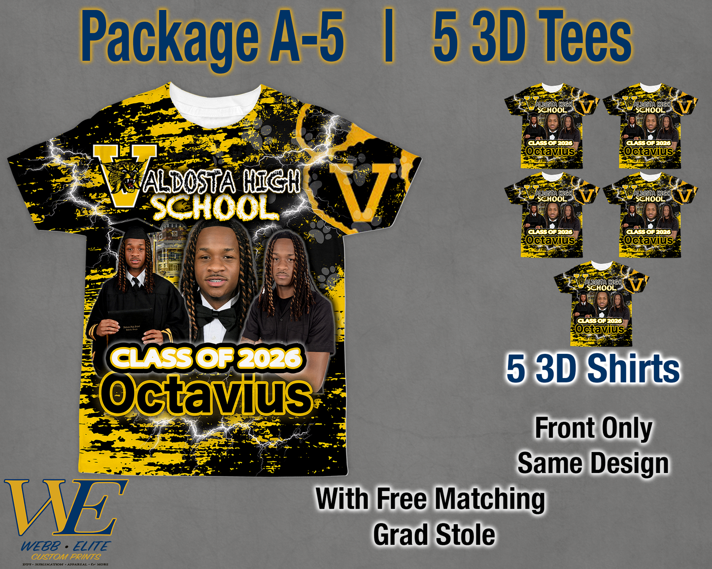 5 Grad 3D Shirts (Package A-5)