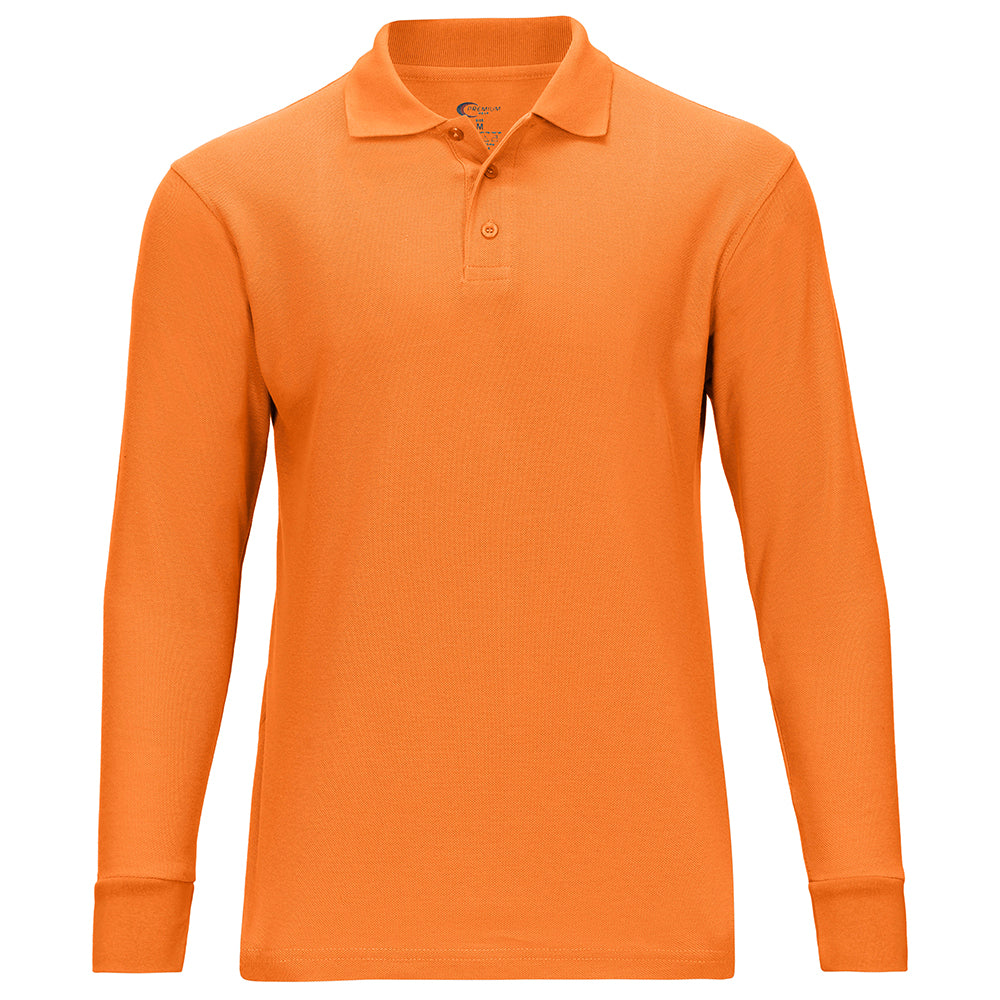 Men's Long Sleeve Pique Polo Shirt - Big Size